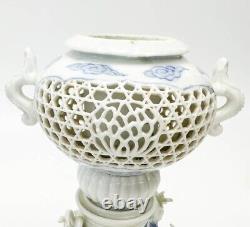 Japanese Satsuma Hirado Ware Porcelain & Silver Dragon Koro Incense Vase Meiji