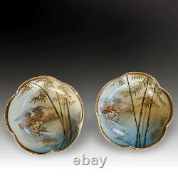 Japanese Satsuma Pair of bowls by BIZAN Late Meiji Superb Quality 12cm D