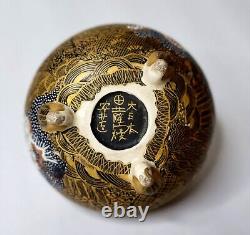 Japanese Satsuma Porcelain Incense Burner Polychrome & Gold Gilt Taisho Period