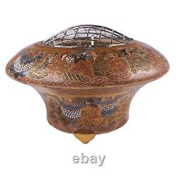 Japanese Satsuma Pottery Vase Bowl Incense Immortals Circa 1900s