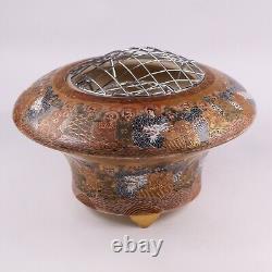 Japanese Satsuma Pottery Vase Bowl Incense Immortals Circa 1900s