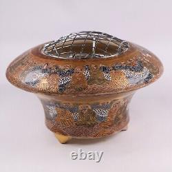 Japanese Satsuma Pottery Vase Bowl Incense Immortals Circa 1900s