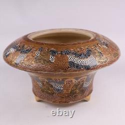 Japanese Satsuma Pottery Vase Bowl Incense Immortals Circa 1900s