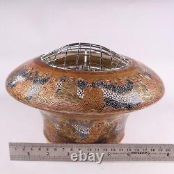 Japanese Satsuma Pottery Vase Bowl Incense Immortals Circa 1900s