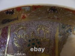 Japanese Satsuma Scholar Charger Plate Gold Gilded Gilt Meiji Era Ceramic Ware