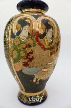 Japanese Satsuma Vases Meiji Period Urashima Taro Riding The Sea Dragon