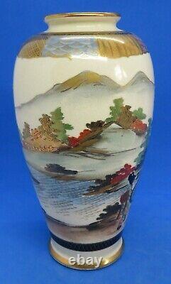 Japanese Satsuma Victorian Meiji Period oriental antique landscape vase A