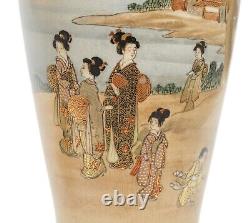 Japanese Satsuma Ware Vase Pair by Koshida Family Outing Meiji Period c1890