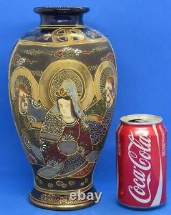 Japanese Satsuma vintage Victorian Meiji Period oriental antique Immortal vase D