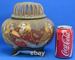 Japanese Satsuma vintage Victorian Meiji Period oriental antique pot pourri vase