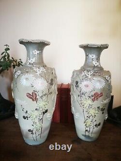Japanese Satsuma vintage Victorian oriental antique pair of vases