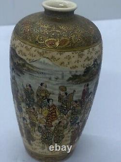 Japanese Senshu Satsuma Hand Painted Miniature Porcelain Vase Meiji period