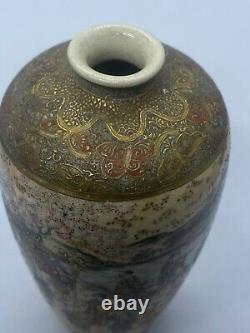 Japanese Senshu Satsuma Hand Painted Miniature Porcelain Vase Meiji period