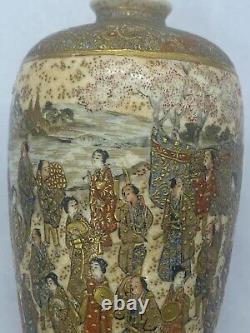 Japanese Senshu Satsuma Hand Painted Miniature Porcelain Vase Meiji period