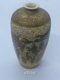 Japanese Senshu Satsuma Hand Painted Miniature Porcelain Vase Meiji period