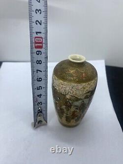 Japanese Senshu Satsuma Hand Painted Miniature Porcelain Vase Meiji period