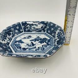 Japanese Serving Platter Victorian Antique Satsuma Dish Blue White