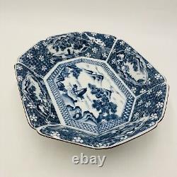 Japanese Serving Platter Victorian Antique Satsuma Dish Blue White