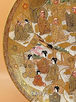 Japanese Taisho Satsuma Plate Bowl With Saints, Signed