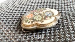 Japanese Victorian ANTIQUE SATSUMA BROOCH BUTTON Silver Floral Gold