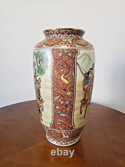 Japanese traditional crafts Satsuma ware vase samurai pattern Asian art