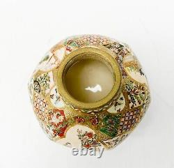 Kanzan Japanese Satsuma Hand Painted Porcelain Miniature Vase Late Meiji period