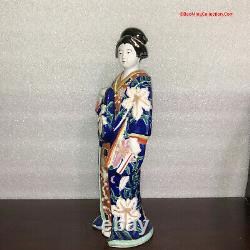 Large 13.5H Japanese Satsuma Kutani Imari Porcelain Geisha Bijin Statue Okimono