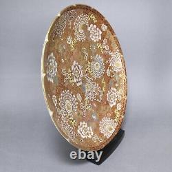 Large Antique Japanese Meiji Fine Painted Satsuma Thousand Flowers Plate, Signed