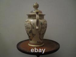 Large Antique Meiji Japanese Satsuma Pottery Covered Urn Handled Jar Vase Koro