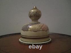 Large Antique Meiji Japanese Satsuma Pottery Covered Urn Handled Jar Vase Koro