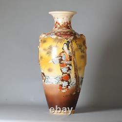 Large Antique Meiji period Japanese Satsuma Warrior vase with mark Japan 19/20c