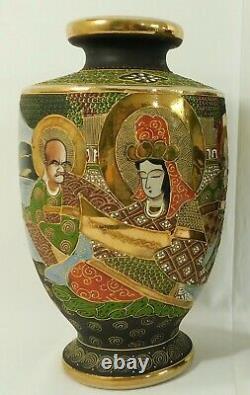 Large Pair Antique/Vtg 12.5 SIGNED Japanese Satsuma Enamel Porcelain Vases