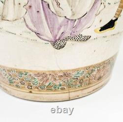 Large Pair Japanese Satsuma Painted Porcelain Vases Warrior Scenes Meiji, Kozan