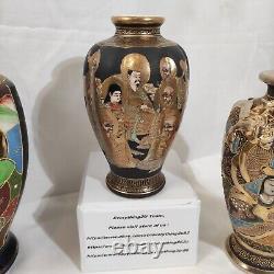 Lot Of 3 Antique Vintage Japanese Satsuma vase