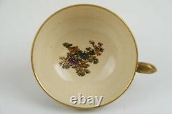 Lovely japanese Satsuma cup and saucer, marked, cranes & flowers Meiji 19thC