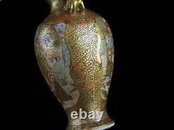 MEIJI Era High-Class Monk Paint 3.5 inch Satsuma Ware Vase Japanese Antique Art