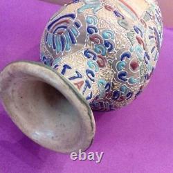 MEIJI Era SAMURAI SHOGUN 11.8 inch Satsuma Ware Unique Vase Japanese Antique Art