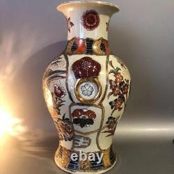 Meiji Era Satsuma ware VASE Height 14.1 inch porcelain Japanese antique art