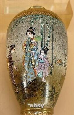 Museum Japanese Meiji Satsuma Vase Signed Kozan