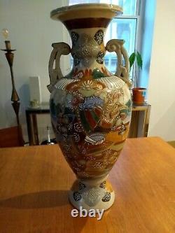 Pair Large Japanese Vases Satsuma Impressive 61cm Meiji Taisho Oriental Asian