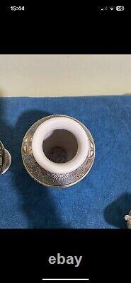 Pair Of Antique Satsuma Ware Flower Cases 9 Inches Japanese