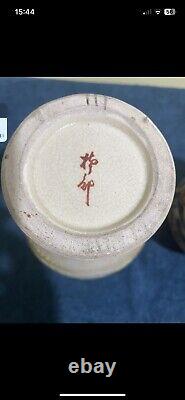 Pair Of Antique Satsuma Ware Flower Cases 9 Inches Japanese