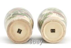 Pair Of Japanese Satsuma Vases Finely Decorated with Landscapes