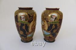 Pair Of Late Meiji Era Japanese Satsuma Vases