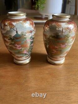 Pair Of Small Taisho Period Satsuma Vases