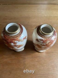 Pair Of Small Taisho Period Satsuma Vases