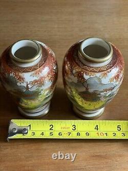 Pair Of Small Taisho Period Satsuma Vases