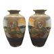 Pair of Antique Japanese Satsuma Vases-Moriage Detail, Signed Seizan