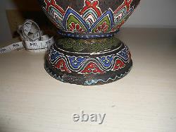Pair of Black Satsuma Moriage Vases Lamps c1920s