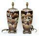 Pair of Large Antique Japanese Satsuma porcelain lamp bases, early 20th C